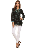 Sakkas Callie Anchor Long Sleeve Cotton Tunic Blouse
