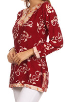 Sakkas Callie Anchor Long Sleeve Cotton Tunic Blouse