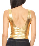 Sakkas Woemn's Gymnastics Dance Party Metallic Bodysuit Leotard Top Made in USA