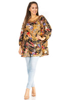 Sakkas Darsy Women's Pirate Boho Loose Floral Print Top Blouse Long Sleeve Trendy