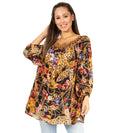 Sakkas Darsy Women's Pirate Boho Loose Floral Print Top Blouse Long Sleeve Trendy#color_560-Black