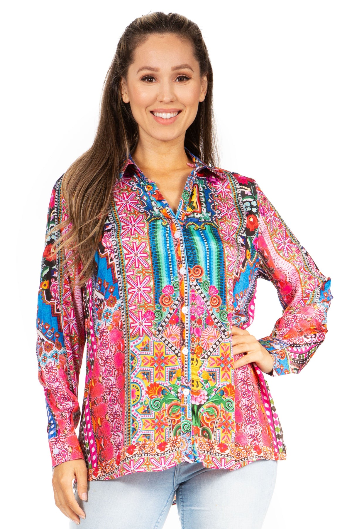 Sakkas Iriss Women's Floral Casual Long Sleeve Boho Summer