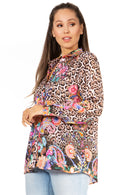 Sakkas Iriss Women's Long Sleeve Button Down Blouse Top Shirt Floral Boho Casual