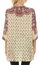 Sakkas Ilari Womens Short Sleeve Everyday Blouse Top with Embellishing Relax Fit