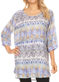 Sakkas Ilari Womens Short Sleeve Everyday Blouse Top with Embellishing Relax Fit#color_TRW191-White
