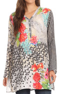 Sakkas Ince Womens  Long Sleeve Everyday Top Tunic Colorful and Lightweight