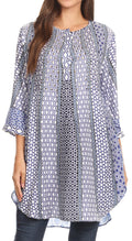 Sakkas Malvina Womens 3/4 Sleeve Shirt Tunic Top with Pockets Light and Feminine#color_TW197-White