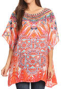 Sakkas Lada Womens Loose Oversized Short Sleeve Top Blouse with Embellishment#color_JM205-Multi 