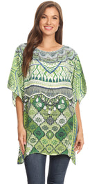 Sakkas Lada Womens Loose Oversized Short Sleeve Top Blouse with Embellishment