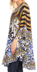 Sakkas Delu Women's Loose V Neck Blouses Top Tunic with Ruffles And Rhinestone