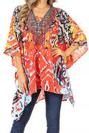 Sakkas Aymee Women's Caftan Poncho Cover up V neck Top Lace up With Rhinestone