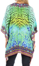 Sakkas Aymee Women's Caftan Poncho Cover up V neck Top Lace up With Rhinestone