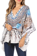 Sakkas Danis Women's Oversized Casual Pullover V-neck Short Sleeve Boho Top Blouse#color_436