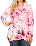 Sakkas Issa Women's Long Sleeve Floral Print Casual Button Down Shirt Blouse Top #color_1906-LM215-Multi 
