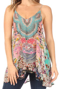 Sakkas Bette Women's Casual Boho Loose Printed Spaghetti Strap Top Tank Camisole#color_465