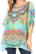 Sakkas Ella Women's Casual Short Sleeve Boxy Trendy Print Boho Blouse Top Tunic#color_463