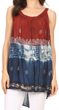 Sakkas Cecily Crinkle Floral Batik Tank with Sequins and Embroidery#color_Maroon