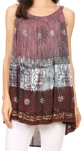 Sakkas Cecily Crinkle Floral Batik Tank with Sequins and Embroidery#color_Purple