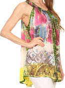 Sakkas Melanie Tie Dye Batik Tank with Sequins and Embroidery