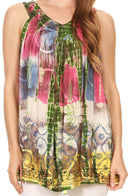 Sakkas Melanie Tie Dye Batik Tank with Sequins and Embroidery