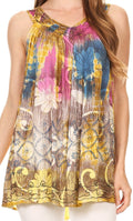 Sakkas Melanie Tie Dye Batik Tank with Sequins and Embroidery#color_Yellow