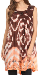 Sakkas Aspen Ombre Tie Dye Floral Embroidered Tank Top Blouse / Top