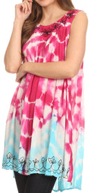 Sakkas Aspen Ombre Tie Dye Floral Embroidered Tank Top Blouse / Top
