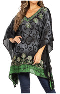Sakkas Adalwin Desert Sun Lightweight Circle Ponch Tunic Top Blouse W / Embroidery#color_35-BlackMint