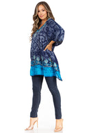 Sakkas Adalwin Desert Sun Lightweight Circle Ponch Tunic Top Blouse W / Embroidery