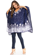 Sakkas Adalwin Desert Sun Lightweight Circle Ponch Tunic Top Blouse W / Embroidery