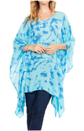 Sakkas Adalwin Desert Sun Lightweight Circle Ponch Tunic Top Blouse W / Embroidery#color_36-Turquoise