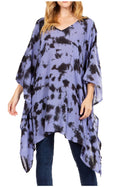Sakkas Adalwin Desert Sun Lightweight Circle Ponch Tunic Top Blouse W / Embroidery#color_36-Blue