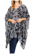 Sakkas Adalwin Desert Sun Lightweight Circle Ponch Tunic Top Blouse W / Embroidery#color_36-Grey