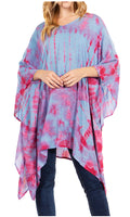 Sakkas Adalwin Desert Sun Lightweight Circle Ponch Tunic Top Blouse W / Embroidery#color_37-BluePurple