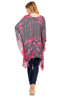 Sakkas Adalwin Desert Sun Lightweight Circle Ponch Tunic Top Blouse W / Embroidery