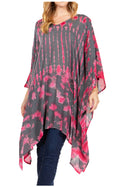 Sakkas Adalwin Desert Sun Lightweight Circle Ponch Tunic Top Blouse W / Embroidery#color_37-Burgundy