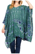 Sakkas Adalwin Desert Sun Lightweight Circle Ponch Tunic Top Blouse W / Embroidery#color_37-Olive