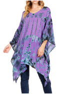 Sakkas Adalwin Desert Sun Lightweight Circle Ponch Tunic Top Blouse W / Embroidery#color_37-Purple