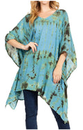 Sakkas Adalwin Desert Sun Lightweight Circle Ponch Tunic Top Blouse W / Embroidery#color_37-RoyalBlue