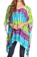 Sakkas Adalwin Desert Sun Lightweight Circle Ponch Tunic Top Blouse W / Embroidery#color_Green/Purple