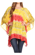 Sakkas Adalwin Desert Sun Lightweight Circle Ponch Tunic Top Blouse W / Embroidery#color_Green/Yellow