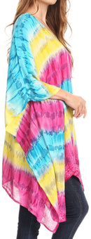 Sakkas Adalwin Desert Sun Lightweight Circle Ponch Tunic Top Blouse W / Embroidery