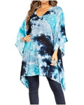 Sakkas Adalwin Second TieDye Desert Sun Circle Ponch Tunic Top Blouse W/Embroidery#color_38-NavyGreen