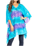 Sakkas Adalwin Second TieDye Desert Sun Circle Ponch Tunic Top Blouse W/Embroidery#color_39-PurpleTurquoise