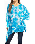 Sakkas Adalwin Second TieDye Desert Sun Circle Ponch Tunic Top Blouse W/Embroidery#color_40-Blue