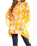 Sakkas Adalwin Second TieDye Desert Sun Circle Ponch Tunic Top Blouse W/Embroidery#color_40-Yellow