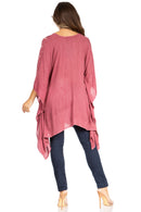Sakkas Adalwin Third Tie Dye Desert Sun Circle Ponch Tunic Top Blouse W/Embroidery