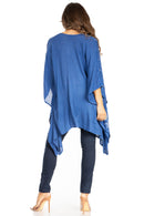 Sakkas Adalwin Third Tie Dye Desert Sun Circle Ponch Tunic Top Blouse W/Embroidery