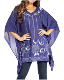 Sakkas Adalwin Third Tie Dye Desert Sun Circle Ponch Tunic Top Blouse W/Embroidery