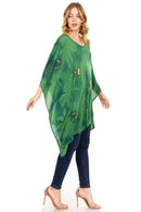Sakkas Adalwin Third Tie Dye Desert Sun Circle Ponch Tunic Top Blouse W/Embroidery